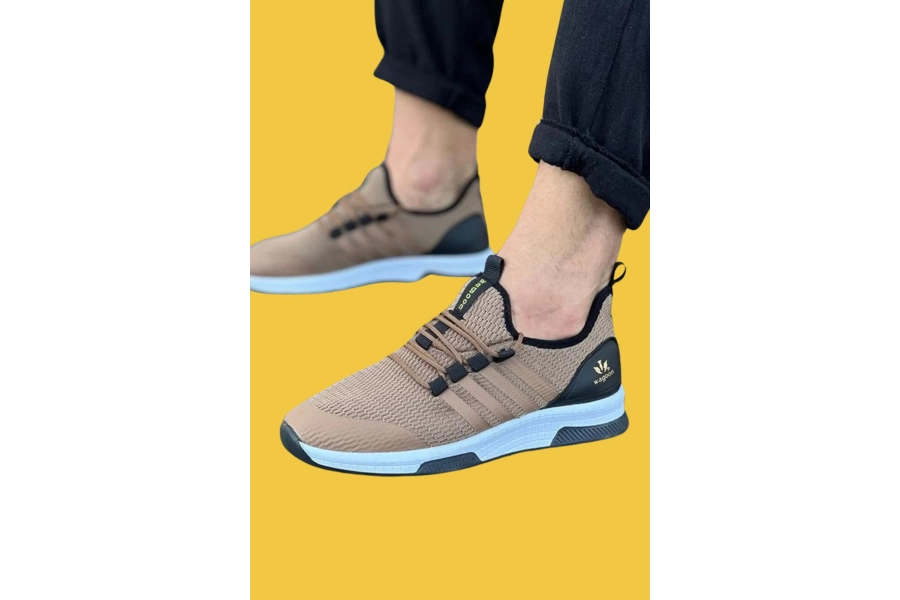 Shoecide Wg103 Taba Bağcıklı Rahat Taban Triko Erkek Spor Ayakkabı