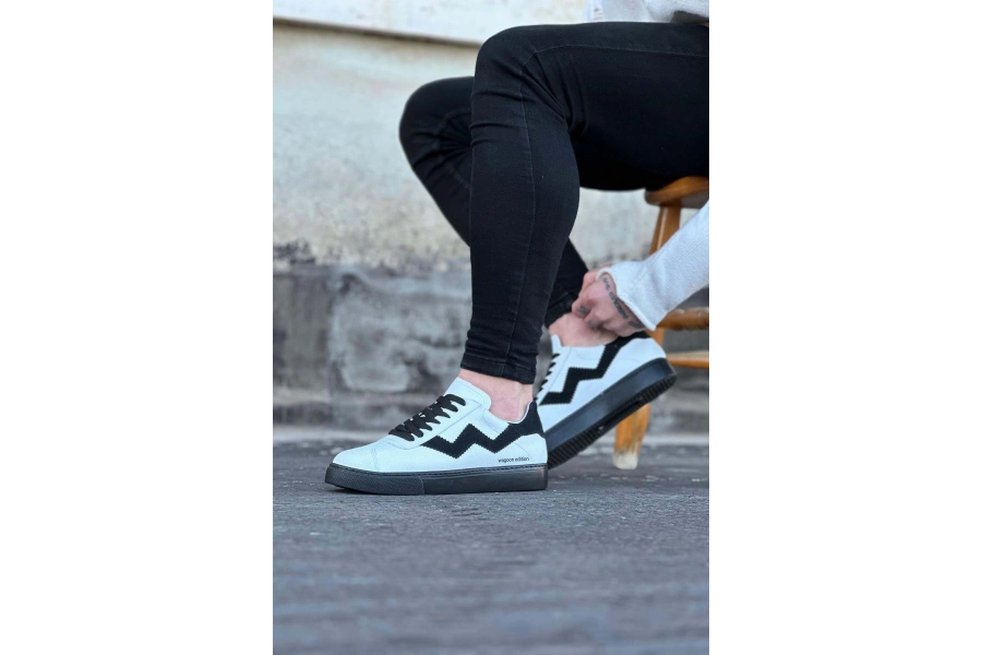 Shoecide Wg160 Beyaz Siyah Erkek Casual Ayakkabı