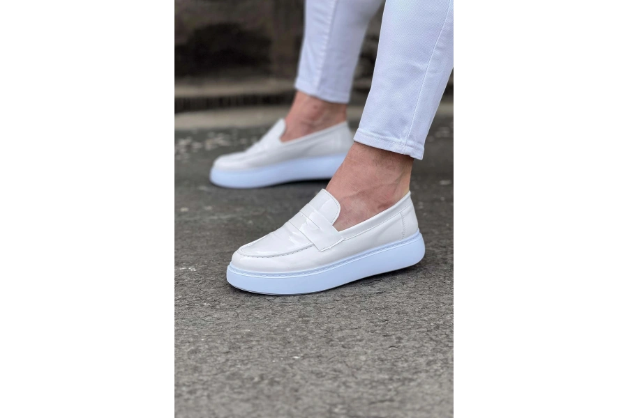 Shoecide Wg161 Beyaz Rugan Erkek Casual Ayakkabı
