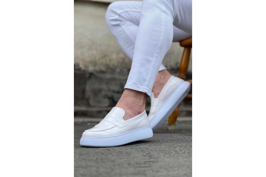 Shoecide Wg161 Beyaz Rugan Erkek Casual Ayakkabı