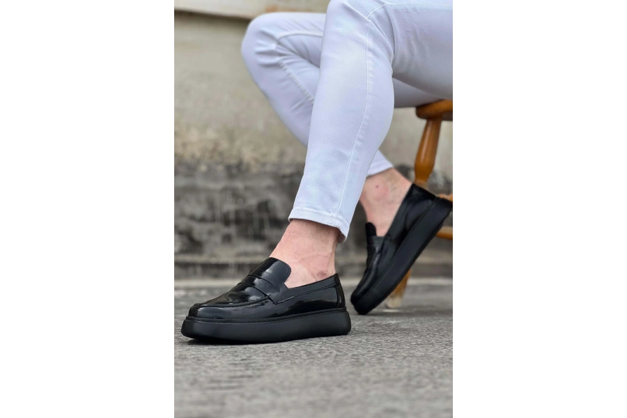 Shoecide Wg161 Kömür Rugan Erkek Casual Ayakkabı