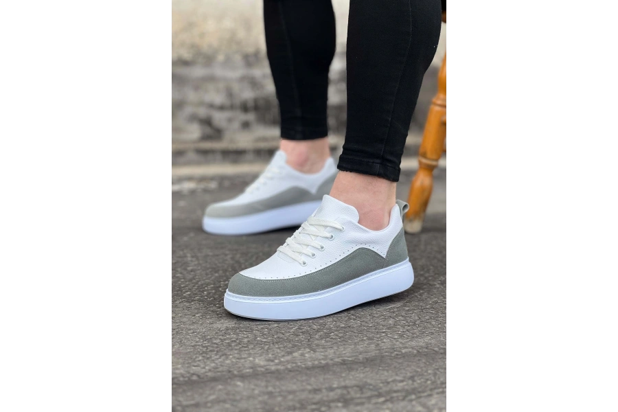 Shoecide Wg162 Beyaz Gri Ortopedik Taban Erkek Casual Ayakkabı