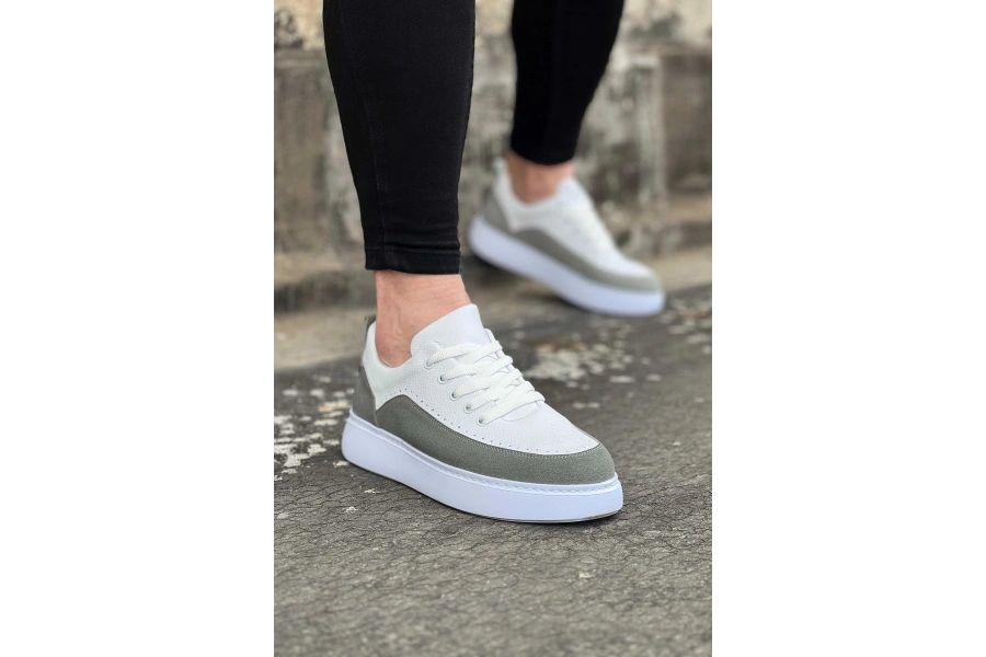 Shoecide Wg162 Beyaz Gri Ortopedik Taban Erkek Casual Ayakkabı