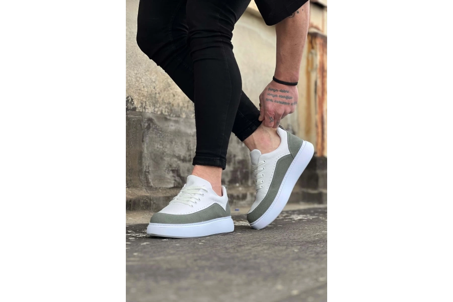 Shoecide Wg162 Beyaz Gri Ortopedik Taban Erkek Casual Ayakkabı