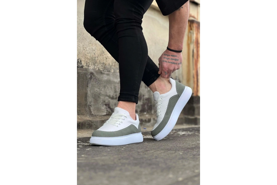 Shoecide Wg162 Beyaz Gri Ortopedik Taban Erkek Casual Ayakkabı