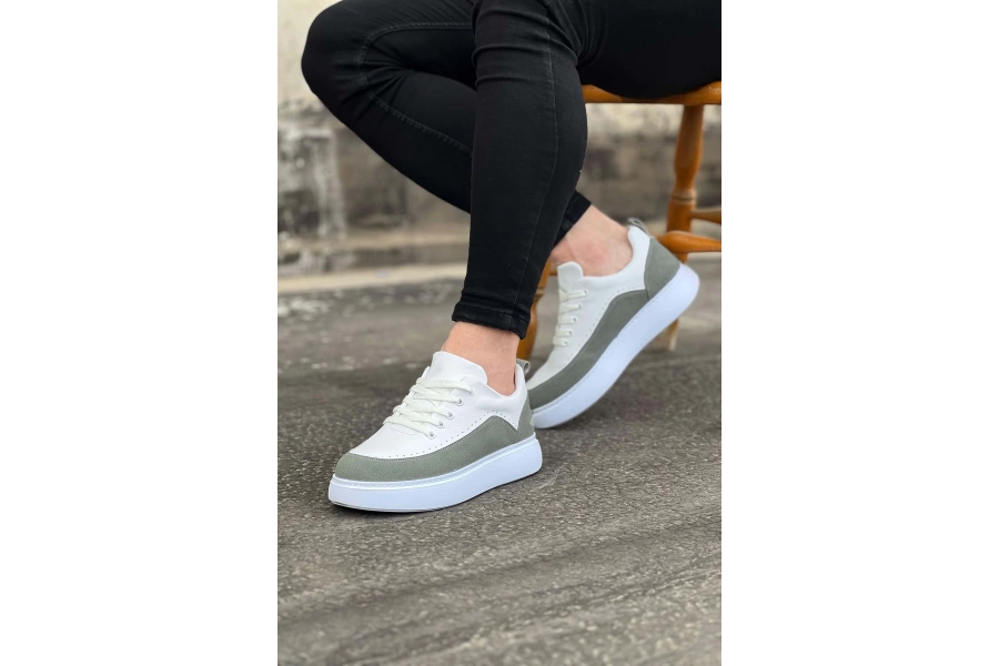 Shoecide Wg162 Beyaz Gri Ortopedik Taban Erkek Casual Ayakkabı