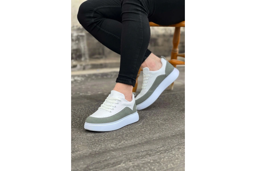 Shoecide Wg162 Beyaz Gri Ortopedik Taban Erkek Casual Ayakkabı
