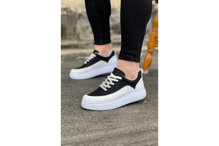 Shoecide Wg162 Beyaz Siyah Ortopedik Taban Erkek Casual Ayakkabı