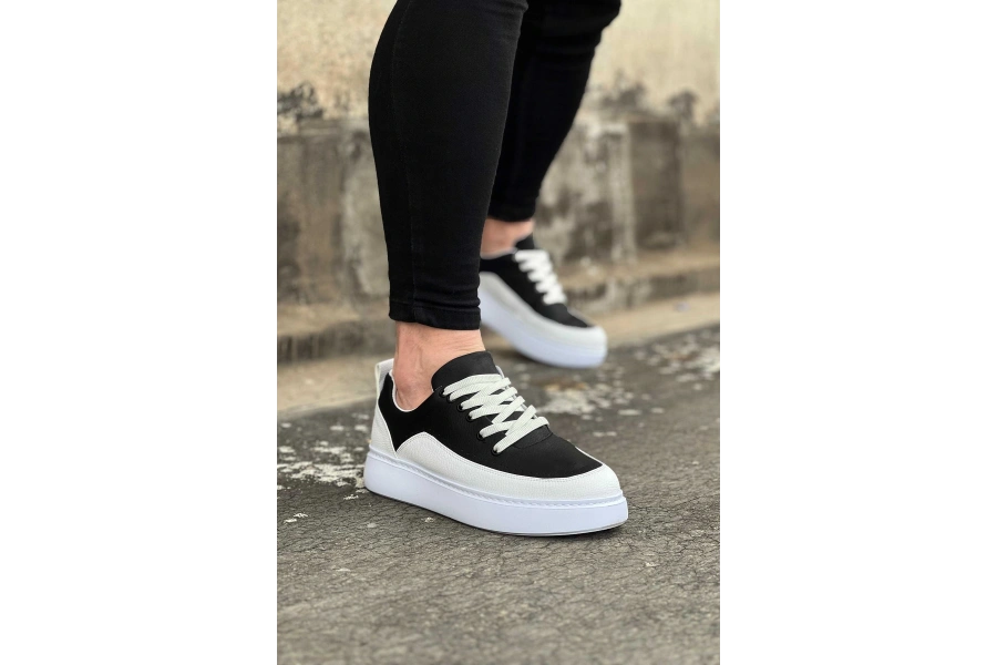 Shoecide Wg162 Beyaz Siyah Ortopedik Taban Erkek Casual Ayakkabı