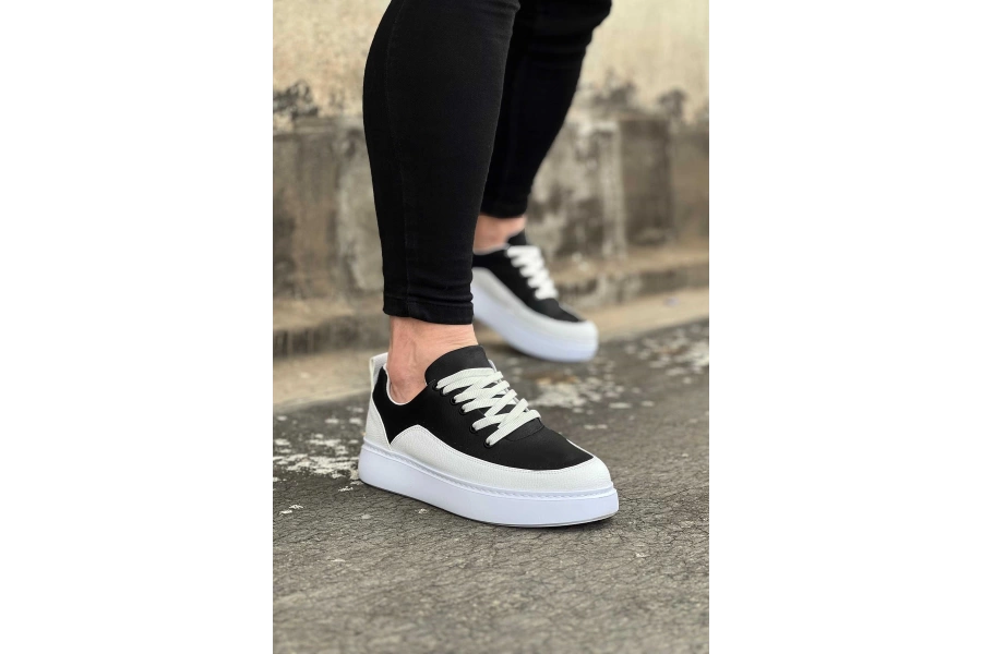 Shoecide Wg162 Beyaz Siyah Ortopedik Taban Erkek Casual Ayakkabı