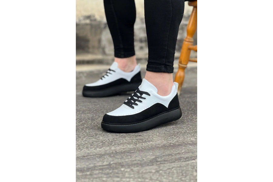 Shoecide Wg162 Kömür Beyaz Ortopedik Taban Erkek Casual Ayakkabı