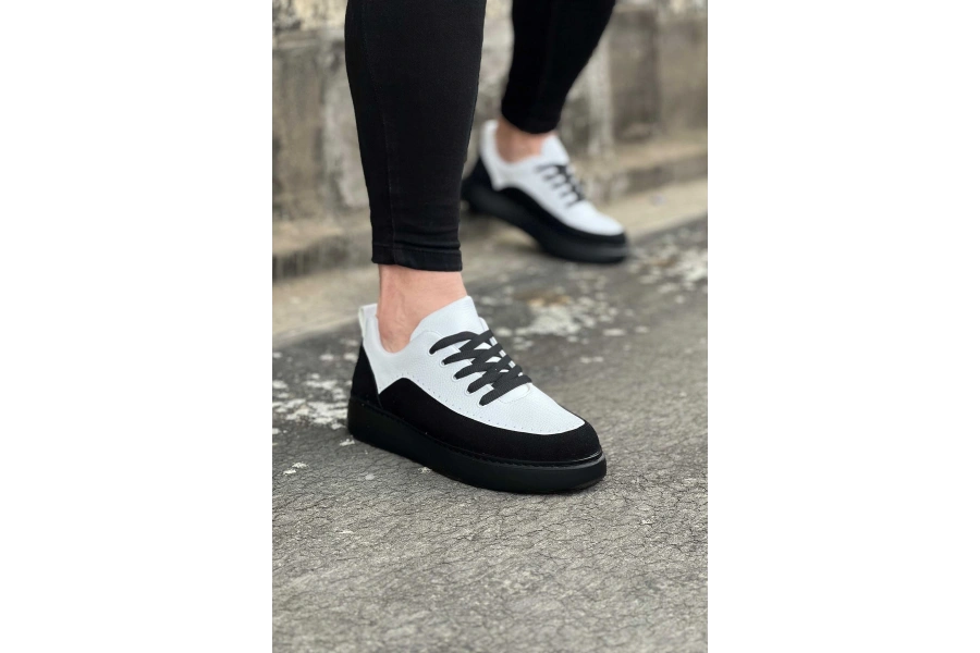 Shoecide Wg162 Kömür Beyaz Ortopedik Taban Erkek Casual Ayakkabı
