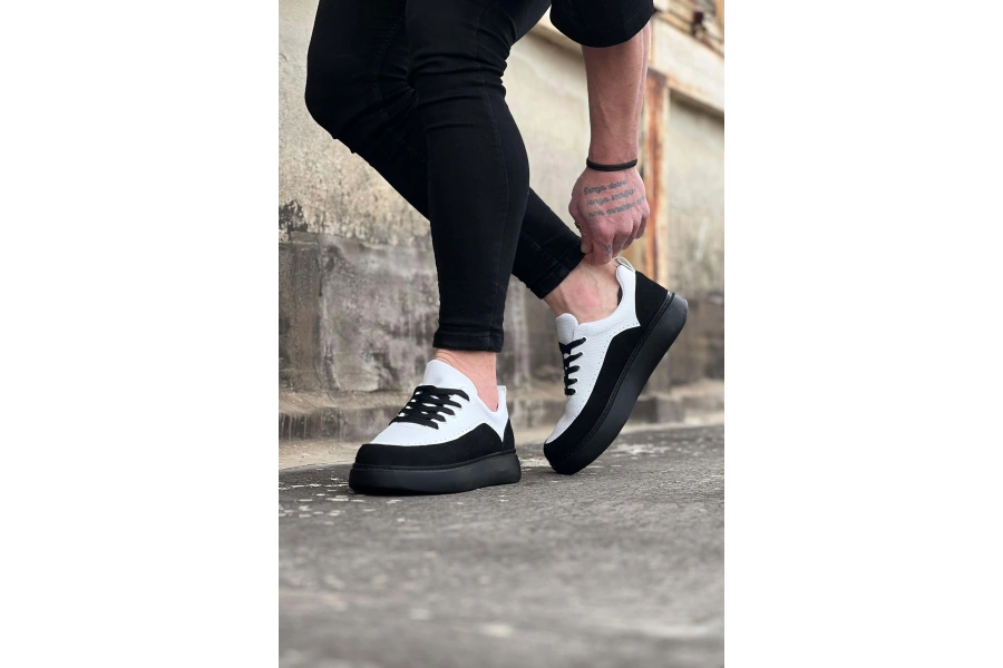 Shoecide Wg162 Kömür Beyaz Ortopedik Taban Erkek Casual Ayakkabı