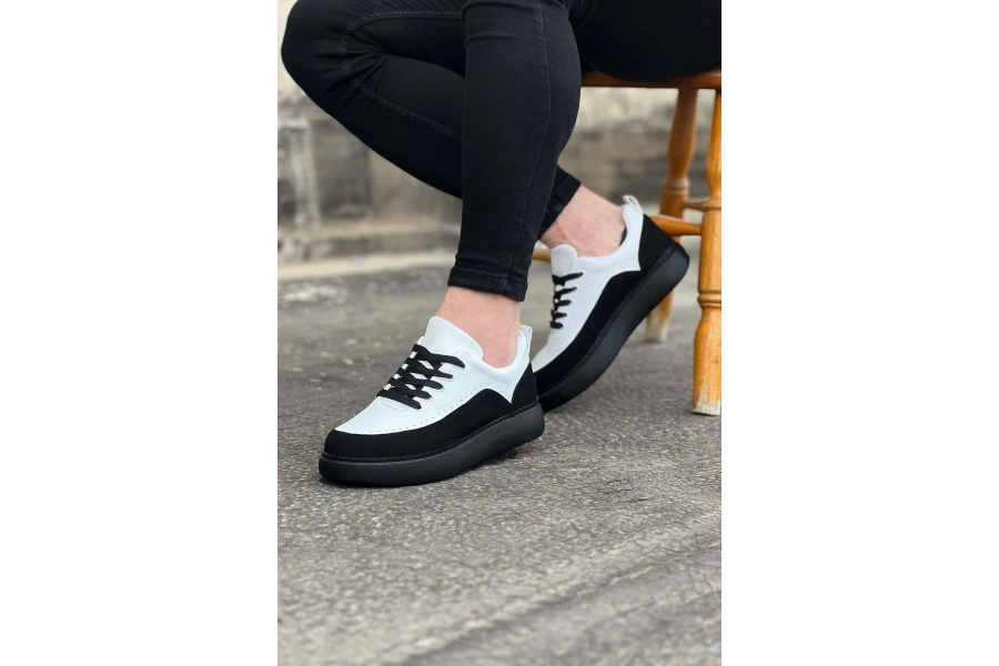 Shoecide Wg162 Kömür Beyaz Ortopedik Taban Erkek Casual Ayakkabı