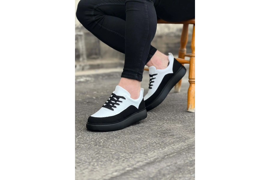 Shoecide Wg162 Kömür Beyaz Ortopedik Taban Erkek Casual Ayakkabı