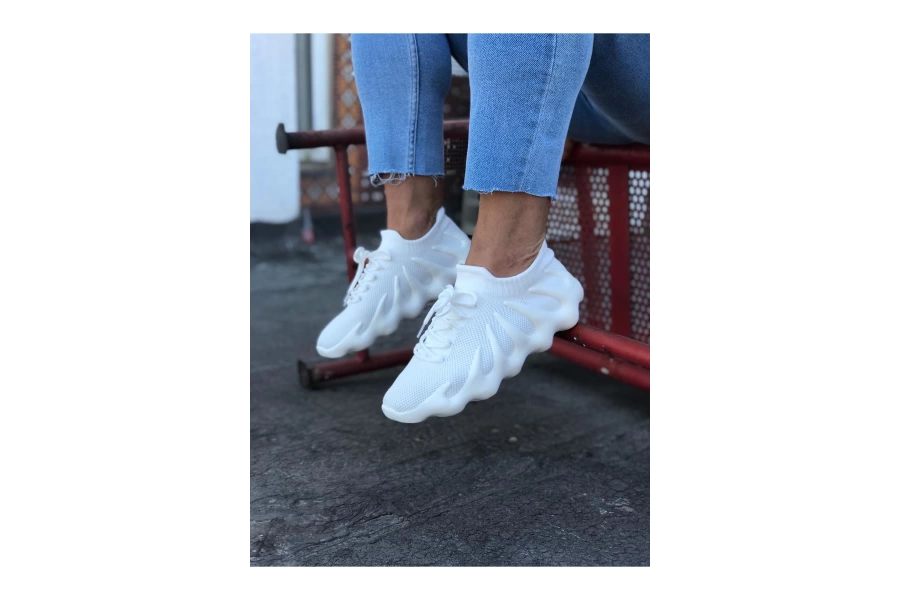 Shoecide Wg300 Beyaz Triko Sargı Taban Casual Erkek Ayakkabı