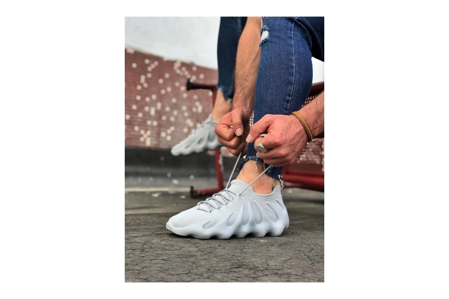 Shoecide Wg300 Gri Triko Sargı Taban Casual Erkek Ayakkabı