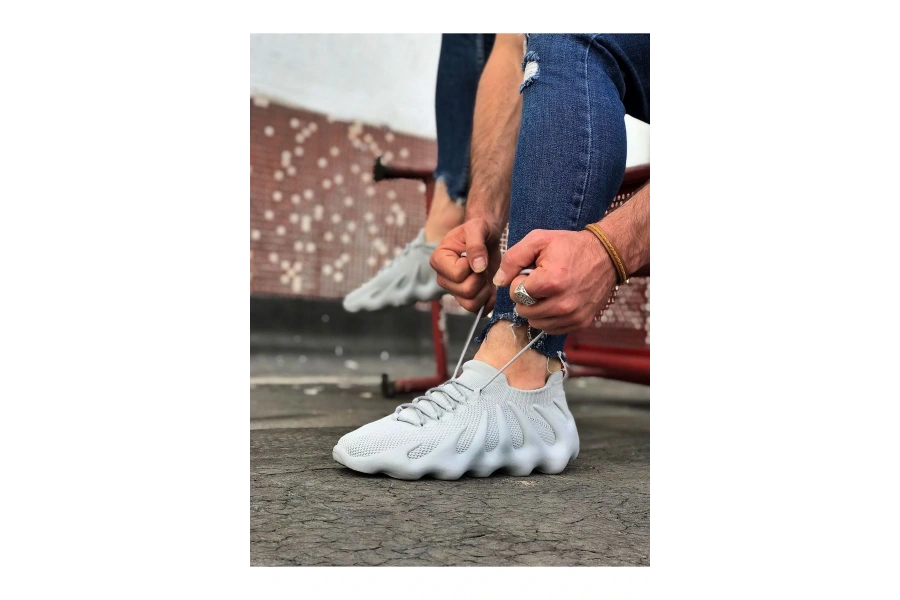 Shoecide Wg300 Gri Triko Sargı Taban Casual Erkek Ayakkabı