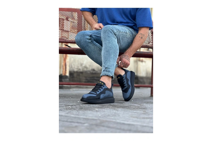 Shoecide Wg301 Kömür Mavi Erkek Casual Ayakkabı