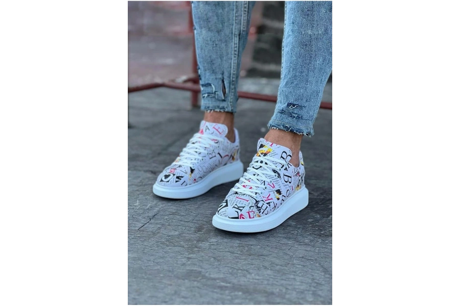 Shoecide Wg501 Dergi Desenli Boyalı Erkek Casual Ayakkabı