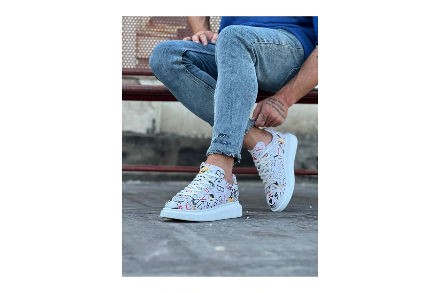 Shoecide Wg501 Dergi Desenli Boyalı Erkek Casual Ayakkabı