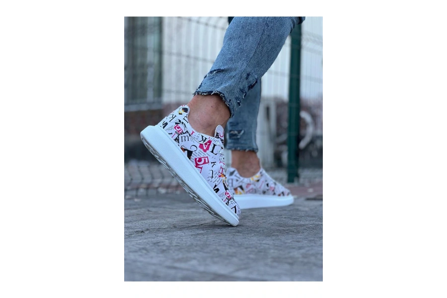 Shoecide Wg501 Dergi Desenli Boyalı Erkek Casual Ayakkabı