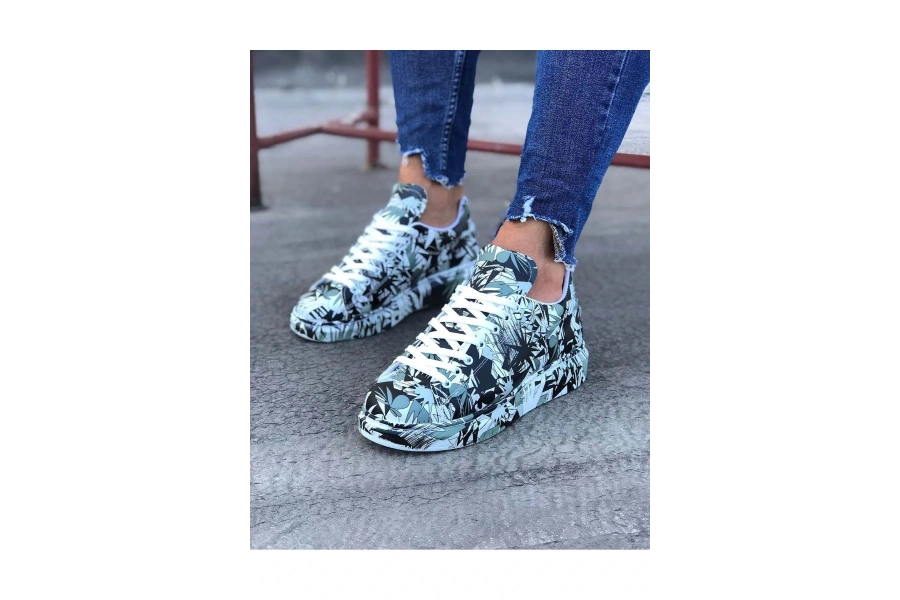 Shoecide Wg501 Siyah Beyaz Boyalı Erkek Casual Ayakkabı
