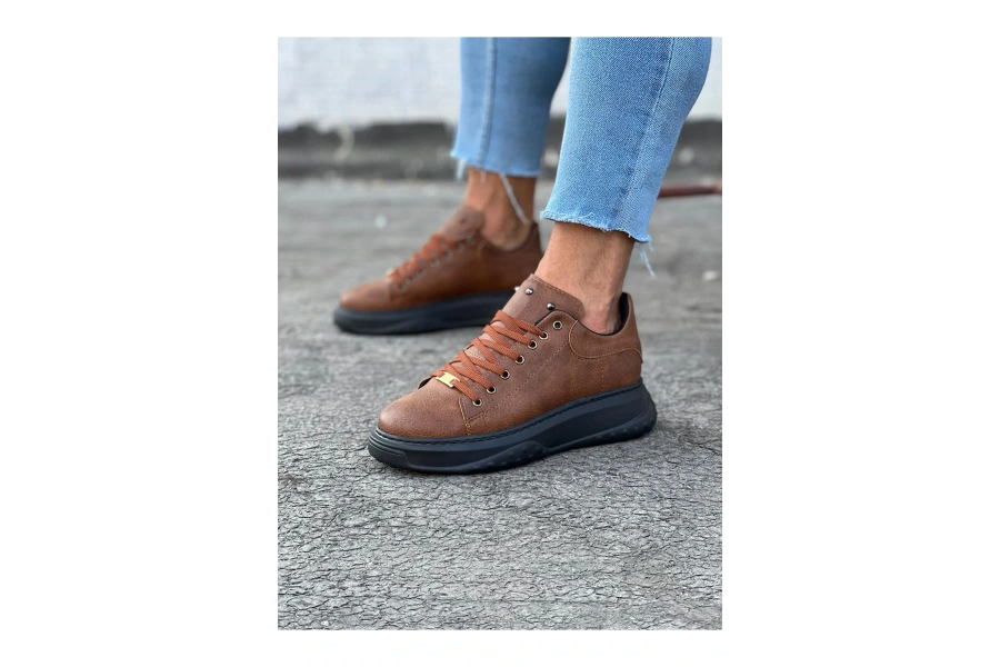 Shoecide Wg501 Taba Siyah Erkek Yüksek Taban Ayakkabı