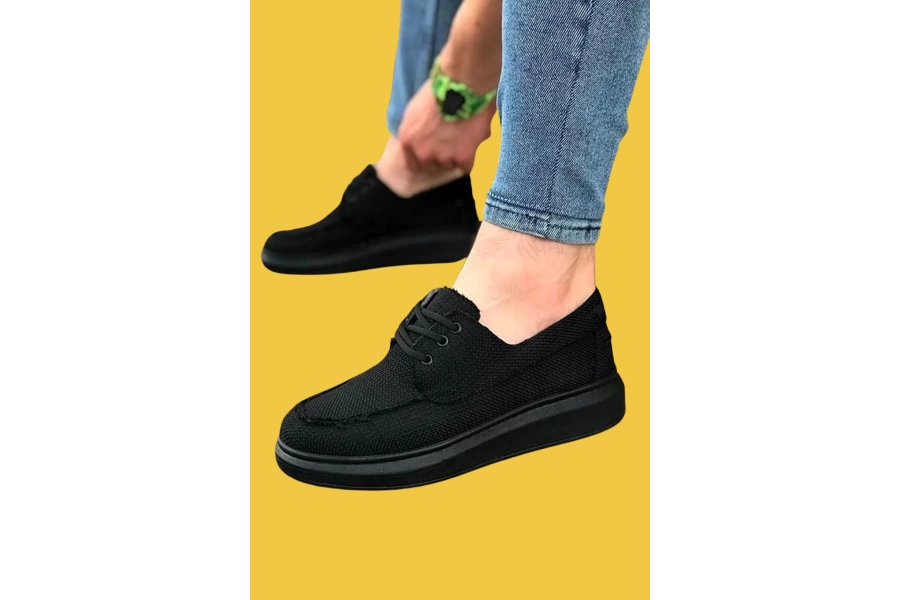 Shoecide Wg503 Bağcıklı Rahat Taban Keten Kömür Erkek Günlük Ayakkabı