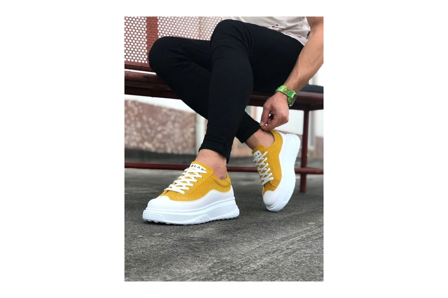 Shoecide Wg507 Beyaz Sarı Erkek Ayakkabı