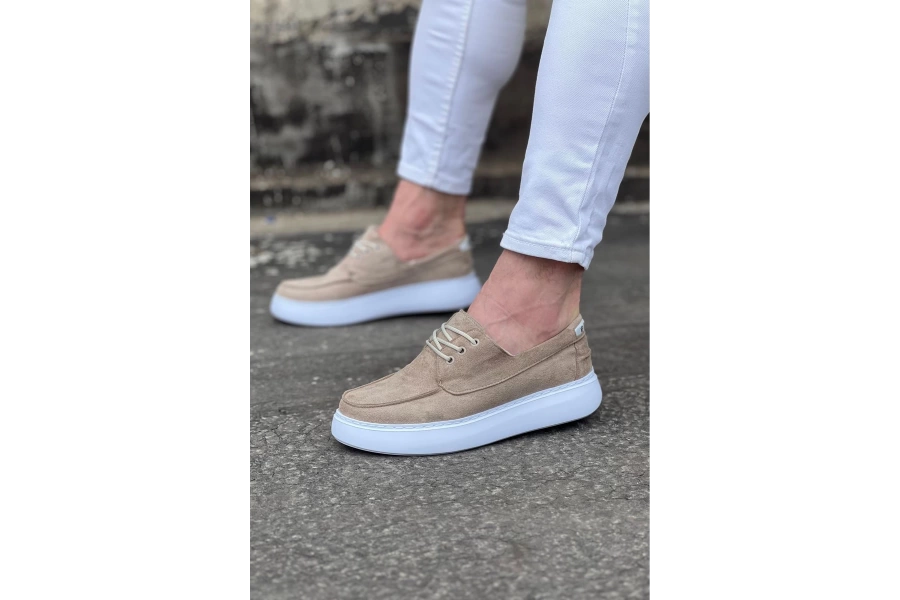 Shoecide Wg508 Bej Süet Ortopedik Taban Erkek Casual Ayakkabı