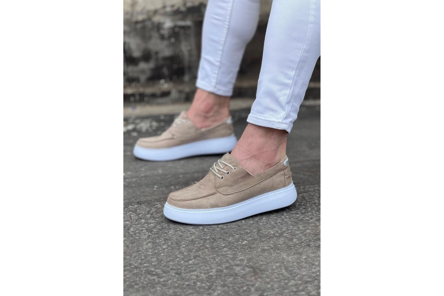 Shoecide Wg508 Bej Süet Ortopedik Taban Erkek Casual Ayakkabı