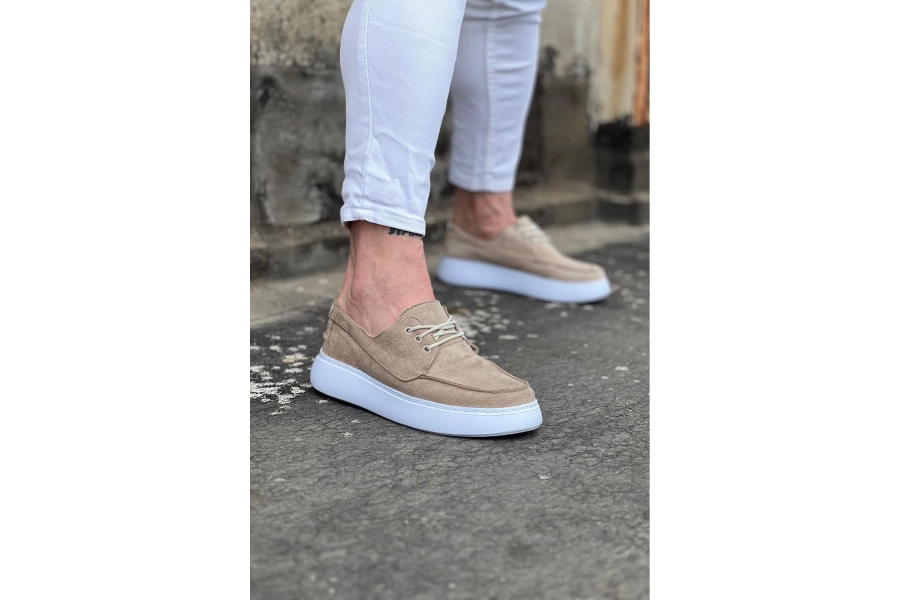 Shoecide Wg508 Bej Süet Ortopedik Taban Erkek Casual Ayakkabı