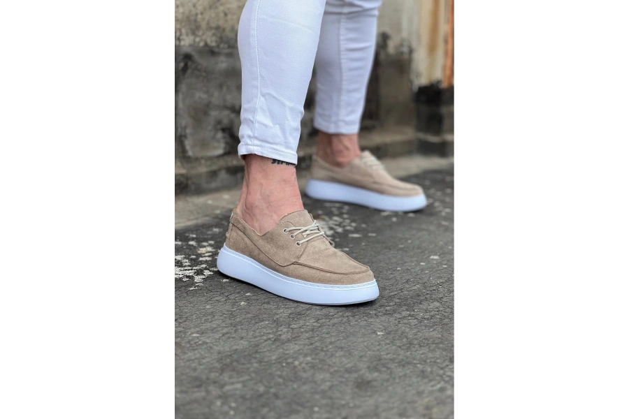 Shoecide Wg508 Bej Süet Ortopedik Taban Erkek Casual Ayakkabı