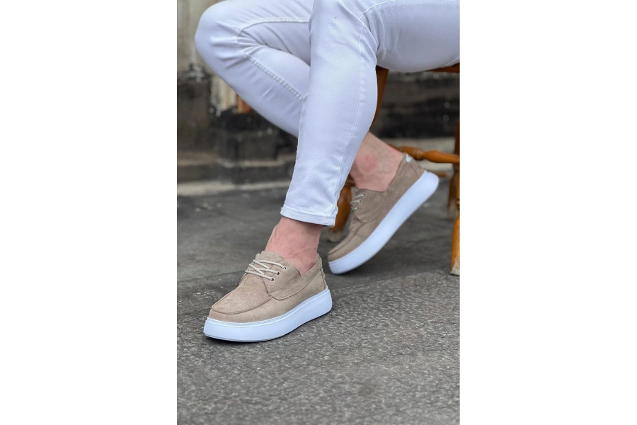 Shoecide Wg508 Bej Süet Ortopedik Taban Erkek Casual Ayakkabı
