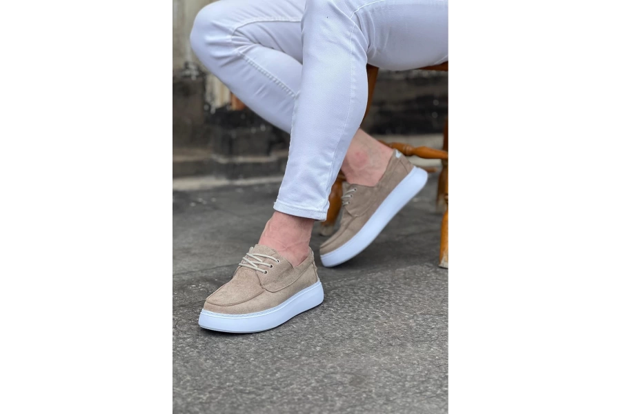 Shoecide Wg508 Bej Süet Ortopedik Taban Erkek Casual Ayakkabı