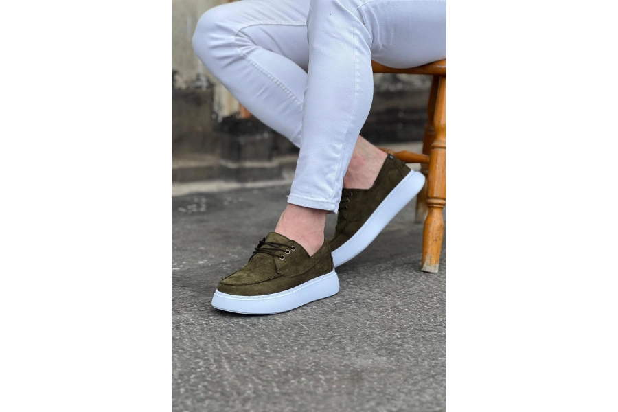 Shoecide Wg508 Haki Süet Ortopedik Taban Erkek Casual Ayakkabı