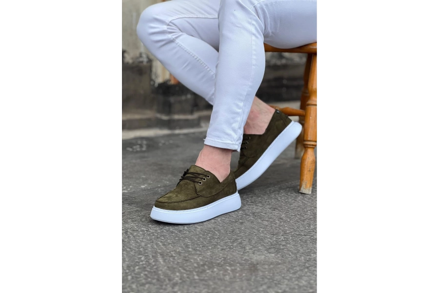 Shoecide Wg508 Haki Süet Ortopedik Taban Erkek Casual Ayakkabı