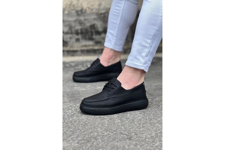 Shoecide Wg508 Kömür Cilt Ortopedik Taban Erkek Casual Ayakkabı