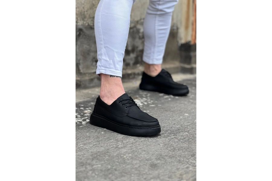 Shoecide Wg508 Kömür Cilt Ortopedik Taban Erkek Casual Ayakkabı