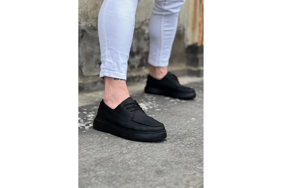 Shoecide Wg508 Kömür Cilt Ortopedik Taban Erkek Casual Ayakkabı