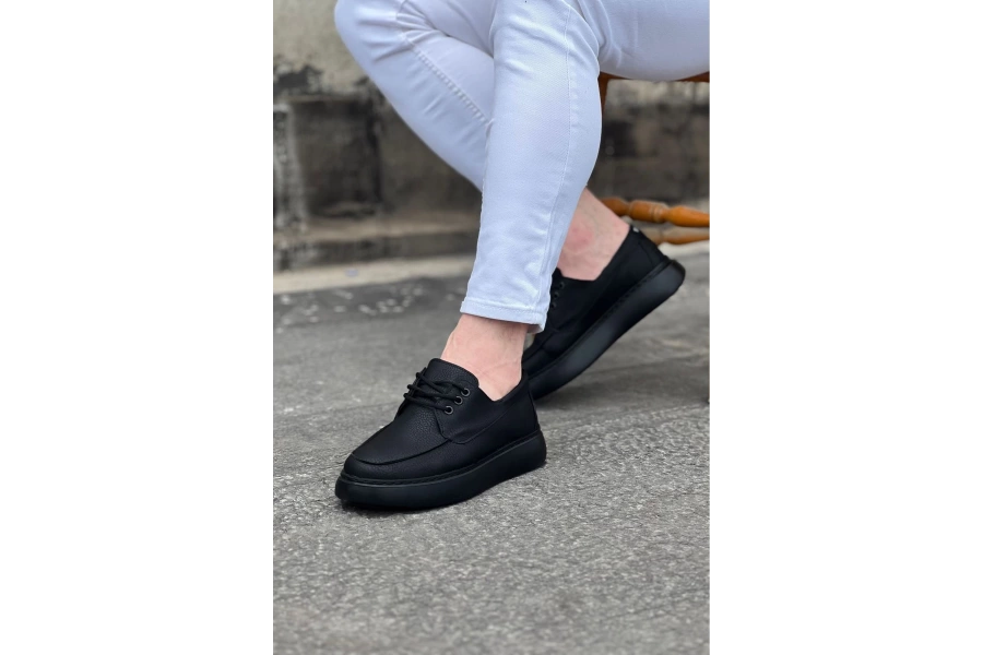 Shoecide Wg508 Kömür Cilt Ortopedik Taban Erkek Casual Ayakkabı