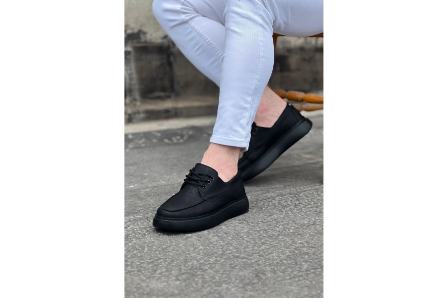 Shoecide Wg508 Kömür Cilt Ortopedik Taban Erkek Casual Ayakkabı
