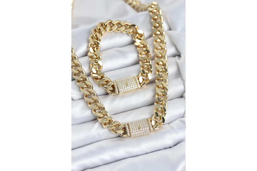 Shoecide Xuping Gurmet Gold Renk Kolye Ve Bileklik Seti