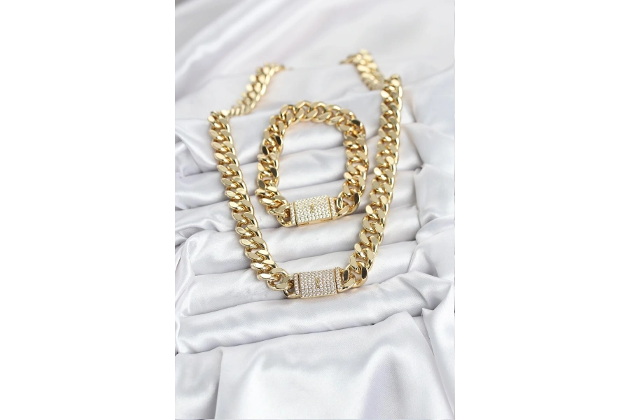 Shoecide Xuping Gurmet Gold Renk Kolye Ve Bileklik Seti