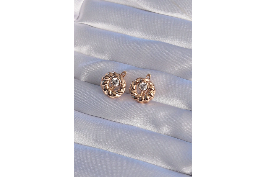 Shoecide Xuping Rose Renk Oval Zirkon Taşlı Burgu Model Küpe