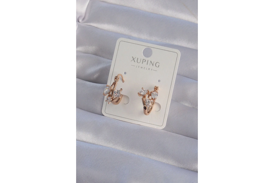 Shoecide Xuping Rose Renk Zirkon Taşlı Halka Küpe