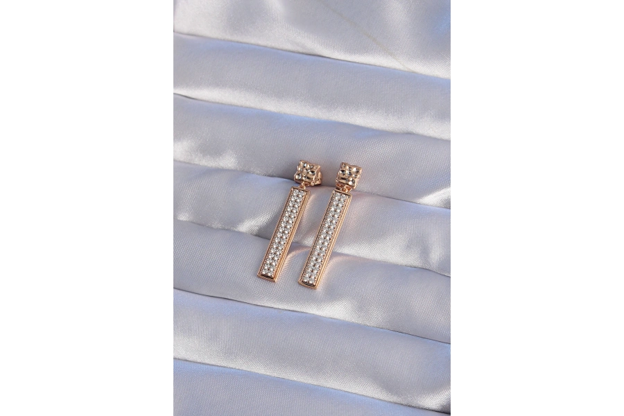 Shoecide Xuping Rose Renk Zirkon Taşlı Su Yolu Küpe