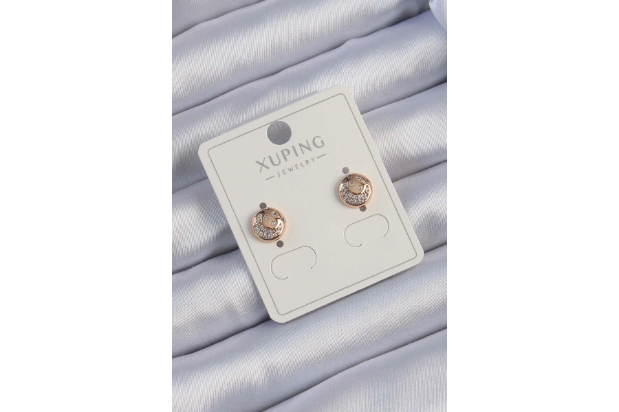 Shoecide Xuping Rose Renk Zirkon Taşlı Yansımalı Oval Küpe