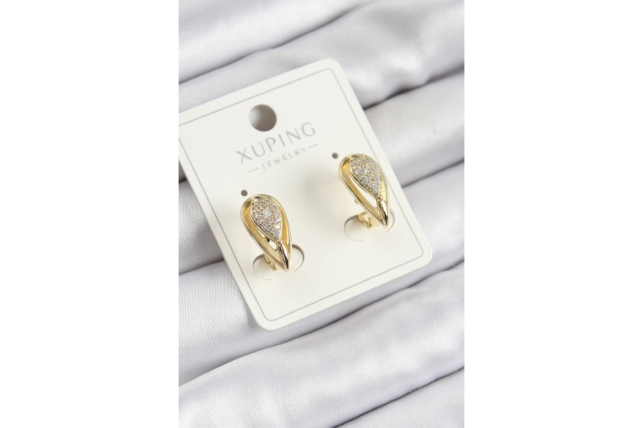 Shoecide Xuping Zirkon Taşlı Damla Model Gold Renk Kadın Küpe